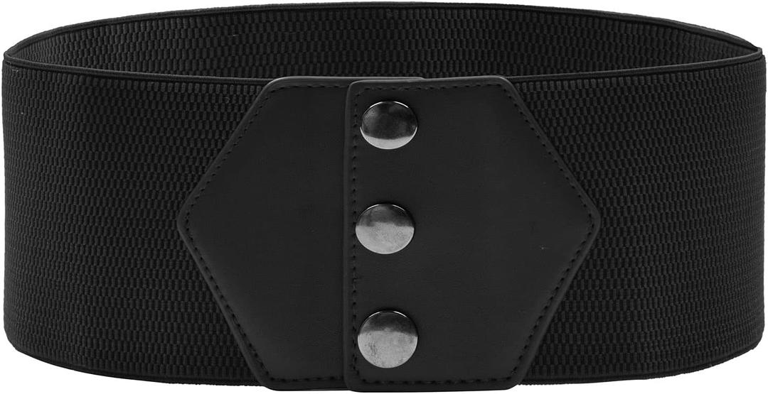 GRACE KARIN Women's Snap-Button Corset Belt Wide Elastic Belts for Dress Stretchy Waistband (X-Large, Black)