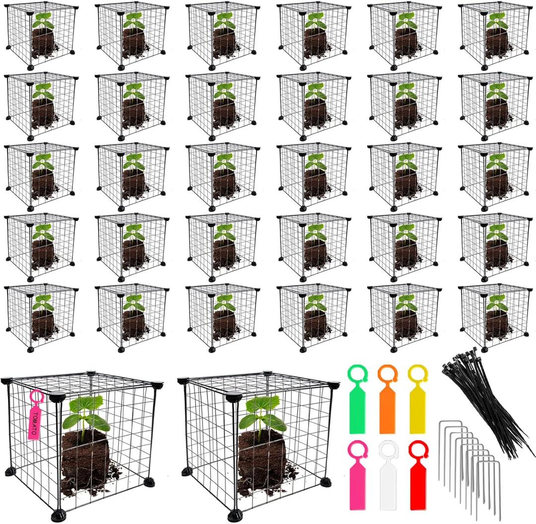 40 Set Wire Plant Cages for Plants Protect from Rabbits,Square Wire Plant Cages for Plants DIY Metal Net