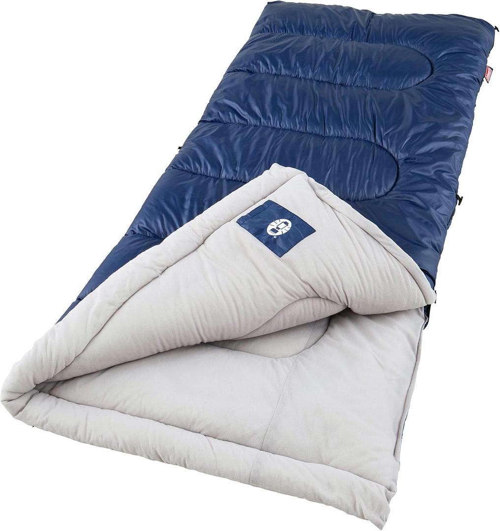 Coleman Brazos 20/30F Adult Cool-Weather Sleeping Bag with No-Snag Zipper & Stuff Sack, Machine Washable, Great for Camping, Traveling, Guests, & More, Contains PFAS