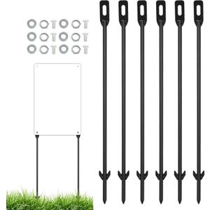 6 Pack Yard Sign Stakes, 16 Inch Metal Stakes for Yard Signs, Fits Sign 7 to 12 Inch, Signs Holder Stand for Fence Road Parking Street Stop Camping or Plant (Black) 6 Pack Yard Sign Stakes, 16 Inch Metal Stakes for Yard Signs, Fits Sign 7 to 12 Inch, Signs Holder Stand for Fence Road Parking Street Stop Camping or Plant (Black)