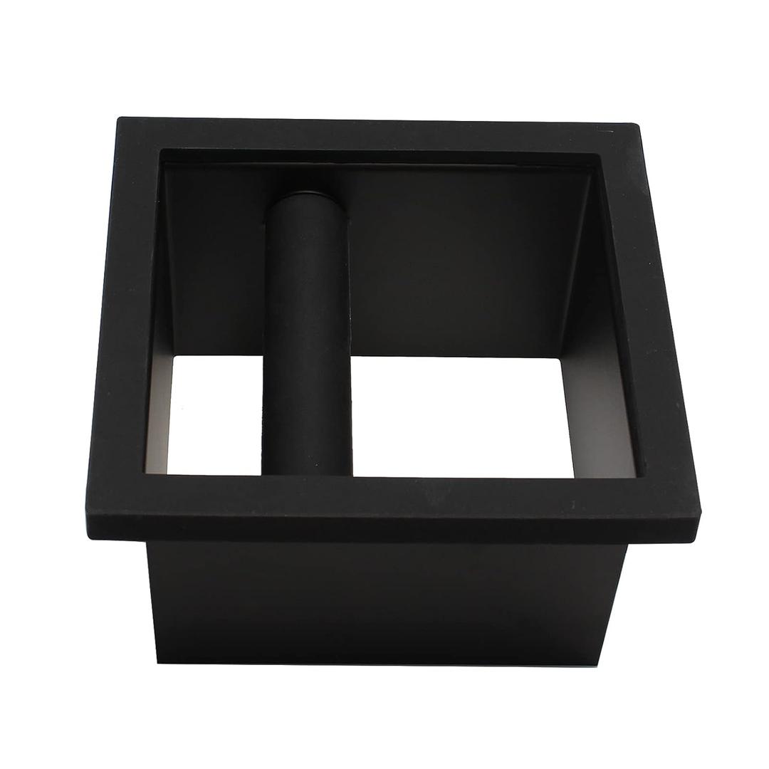 Espresso Coffee Ground Knock Box Chute, Built-in Desktop Waste Bucket, Stainless Steel Bottomless Knocking Residue Box (Rectangle)