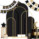 Wedding Arch Backdrop Stand Set Metal Arch Backdrop Stand with Wedding Arch Cover, Wedding Balloon Arch Backdrop Stand for Birthday, Baby Shower, Anniversary (Black, 4FT+5FT+6FT)