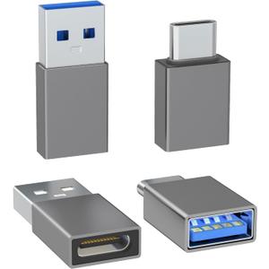 4-Pack USB C to USB Adapters, with 2 Type C Female to A Male Converters & 2 USB C Male to USB Female Connectors, Compatible with Apple Watch, iPhone 15 Pro Max 14 13 12, AirPods, Ultra 8 9 - Gray