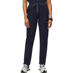 FIGS YOLA High Waisted Skinny Scrub Pants for Women  11 Pockets, 4-Way Stretch, Yoga Waistband (Medium, Navy)
