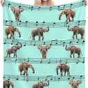 Elephant Blanket Musical Notes Decor Throw Blanket Super Soft Flannel Lightweight Fluffy Plush Fuzzy Fleece Blanket Gifts for Girl Woman Boys Kids Adults Man for Bed Sofa 40"X50"