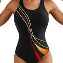 Herseas One Piece Swimsuit Women Slimming Tummy Control Bathing Suit Crisscross Back Athletic Modest Swim Suit 2026 (Black, XL)