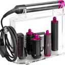 2025 New Storage Holder for Dyson Airwrap Hair Tool Organizer Accessories, Clear Acrylic Hair Dryer Rack 6 Holes Countertop Desktop Styler Stand Bathroom Organizer with Cord Hanger