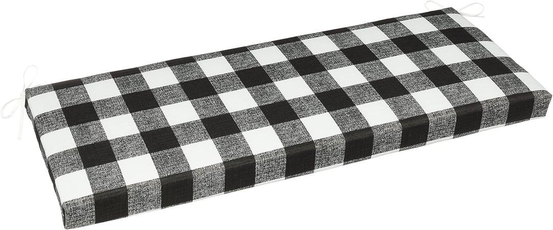 Pillow Perfect Outdoor/Indoor Anderson Matte Bench/Swing Cushion, 45" x 18", Black, 1 Count