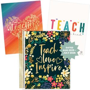 bloom daily planners 2025-2026 Academic Year Teacher Planner & Calendar - 7 Period Lesson Plan Organizer Book for Classroom or Homeschool - 9" x 11" (Interchangeable Cover) - Bold & Bright