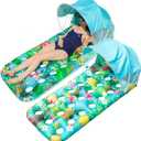 FindUWill Pool Floats with Canopy Adults - 2 Pack XL Pool Floats with Headrest, Removable Shade, Inflatable Pool Floaties Beach Pool Accessories for Adult (Green Pineapple & Blue Fern)