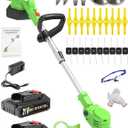 21V Electric Weed Wacker Cordless,Weed Eater Battery Powered with 2 * 2.0Ah Battery, Charger & 5 Types Blade Lightweight Grass Trimmer for Garden Yard Lawn Work