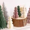 Paper Christmas Tree, Honeycomb Trees Table Centerpiece with  Dusty Pink Christmas Tree Decor for Mantel Xmas Tabletop Centerpiece