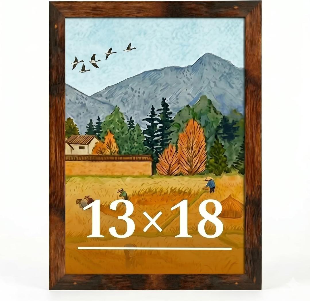 13x18 Picture Frame for Wall Display, 13x18 Brown Picture Frame with Shatter Resistant Plexiglass, Stable and Sturdy 13 x 18 Poster Frame for Wall Display, Handpicked Gift Collection, 1 Pack