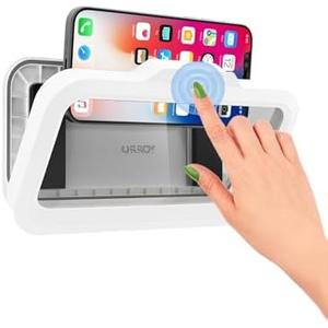 URROY Shower Phone Holder Waterproof One-Touch Open Shower Phone Case Anti-Fog & Sensitive Touchscreen Bathroom Wall Phone Mount Stand Universal Fit for iPhone & Smartphones Gift for Men Women White