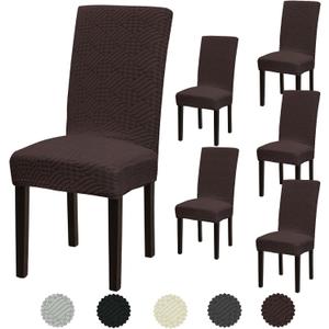 Fafua Stretch Dining Room Chair Covers Set of 6, Removable Washable Dining Chair Slipcovers for Dining Chairs, Dining Room, Hotel, Ceremony (Large-6 Pcs)