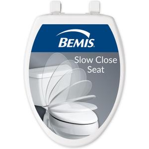 Bemis Slow Close Elongated Toilet Seat, Easy Clean Hinges, White