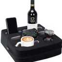 Couch Cup Holder Pillow - Sofa Cup Holder | Couch Caddy, Couch Drinks Remotes Holder for Cups, Headphones, Snacks, and Phones | Use it on Car, Pack, Beach, RV, and More (Black) (13" x 13" x 3.5")