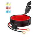 GELRHONR 10FT Cigarette Lighter Socket to O Ring Terminal,12V-24V 6mm Ring Eyelet Terminal to Female Cigarette Lighter Socket Extension Cable with 20A Fuse for Car Inverter Air Pump and DIY (3M)