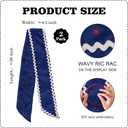 2 Pack Patriotic Wreath Sash for Front Door, Set of 2 Matching Blue Satin Scarves with Red Stars and White RIC Rac Trim, 4th of July Memorial Day Decor, 4.5 x 56 Inch Each