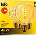 TimelessGlow 4 Pack Dimmable G25 LED Filament Bulb 5W 40W Equivalent Warm Amber 2000K E26 Base CRI80 Amber Glass Spiral Filament ETL FCC Certified Flicker Free Decorative Lighting