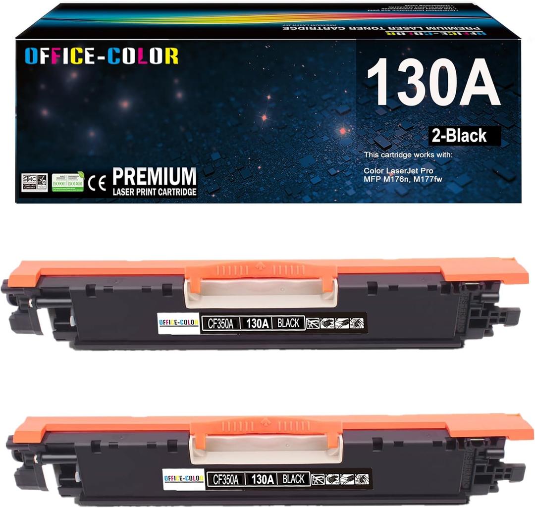 130A Black Toner Cartridges m177fw Toner Replacement for HP 130A CF350A Works with hp Color LaserJet Pro MFP M177fw,M176n Printer Ink (2-Pack)