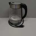 Elite Gourmet EKT-602 Electric BPA-Free Glass Kettle, Cordless 360 Base, Stylish Blue LED Interior, Handy Auto Shut-Off Function  Quickly Boil Water For Tea & More (Stainless Steel/Glass)