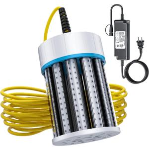 Ultra-Bright Underwater Fishing Light, 110V & 12V Green LED Submersible Light Attractants for Docks, Boats or Kayaks, IP68 Rated for Fresh & Salt Water (30ft Cable) (No Controller)