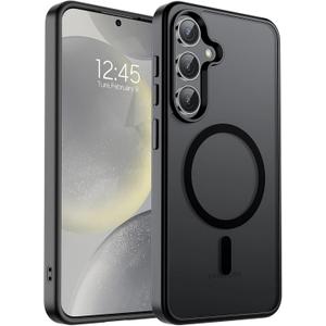 FNTCASE for Samsung Galaxy S25Plus Case: for S24 Plus Magnetic Translucent Matte Shockproof Slim Cell Phone Cover  Military Grade Drop Proof Hard Back AntiFingerprint Protective  Black