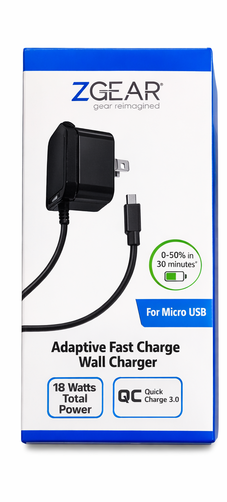 ZGEAR Adaptive Fast Charge Wall Charger For Micro USB Pack Of 2