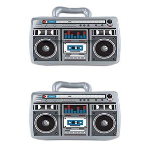 Beistle Inflatable Boom Boxes – 2 Pack, Retro 80s-Style Radio Props for Throwback Parties, Hip Hop Dance Events, Music-Themed Celebrations, DJ Booth Décor, and Photo Booth Accessories, 11" x 16"