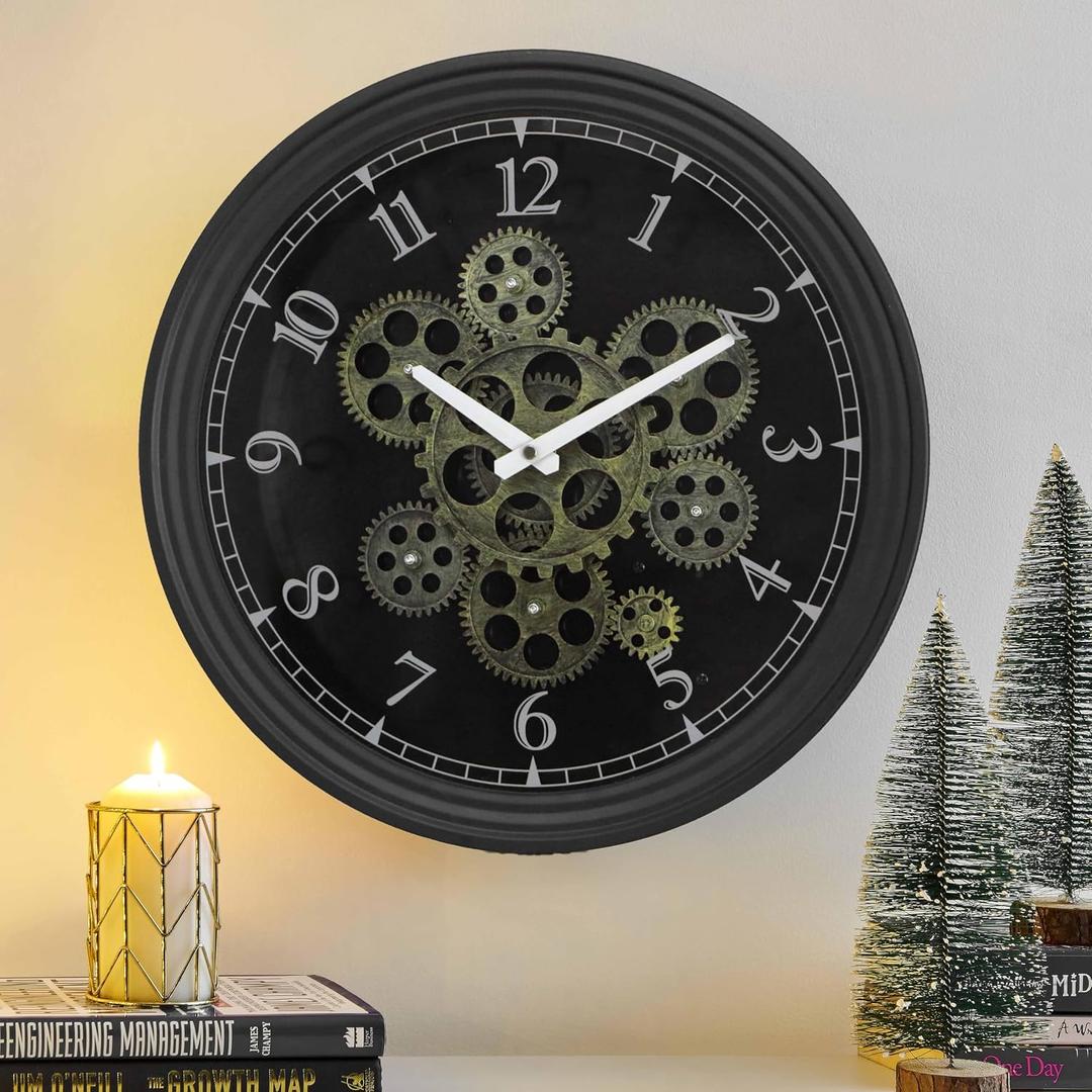 15 Inch Industrial Steampunk Moving Gear Wall Clock for Home Office