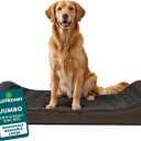 FurHaven Orthopedic Dog Bed for Large Dogs, Luxe Lounger Contour Mattress with Solid Orthopedic Foam Slab for Joint Support, Removable Washable Cover, Jumbo XL, Plush Suede, Chocolate