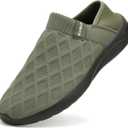 KUBUA Mens Womens Slippers Indoor Lightweight House Shoes Outdoor Breathable Slip on Loafers (A Black Green)