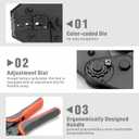 iCrimp Wire Crimping Tool Set with Wire Cable Stripper, Ratcheting Wire Crimper Tool with 5pcs Interchangeable Dies for Insulated and Non-insulated Connectors Terminal and End-sleeves Ferrule