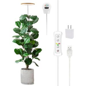 Plant Grow Light,yadoker LED Growing Light Full Spectrum for Indoor Plants, Paired with a Soil Tester,Height Adjustable, Automatic Timer, 5V Low Safe Voltage,Idea for Large Plant Light