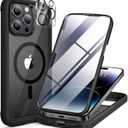 Miracase Magnetic for iPhone 14 Pro Max Case 6.7 inch, (Compatible with MagSafe) Upgrade Full-Body Clear Phone Bumper Case with Built-in 9H Tempered Glass Screen Protector, Magnetic Matte Black