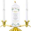 Landhoow 3 Unity Floral Candles for Wedding Ceremony Set with Golden Holder White Pillar and Taper Candles Religious Wedding Catholic Anniversary Big Events Gifts for Couple