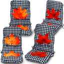 Chunful 4 Pcs Thanksgiving Large Fall Rocking Chair Cushions, Maple Leaf Fall Chair Cushions Outdoor, Thanksgiving Buffalo Plaid Seat Cushion Waterproof for Patio Rocker Indoor Furniture(47" x 19")