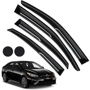 Rain Guards for Kia Forte 2019-2023, Tape-on Side Window Deflectors for Kia Forte, Window Visors for Kia Cars, for Kia Car Accessories 4 Rain Guards 2 Car Coasters