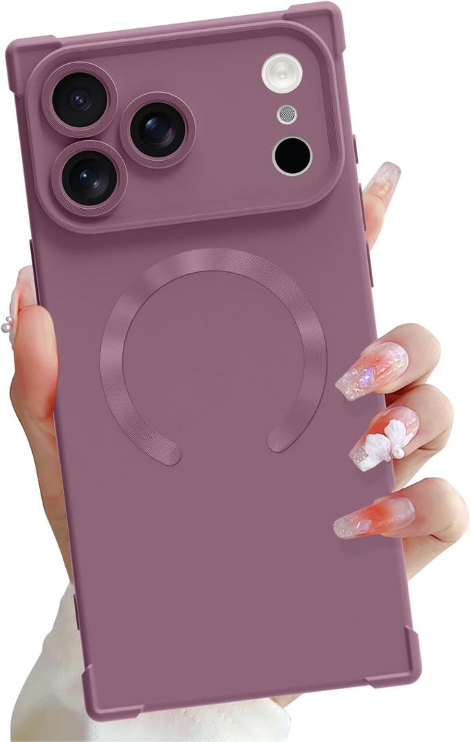 OOK Magnetic Case for iPhone 17 Pro 6.3 Inch [Wireless Charging Compatible] Soft TPU Solid Phone Cover Anti-Scratch Shockproof Protection Slim Case for Women Men - Rose Purple