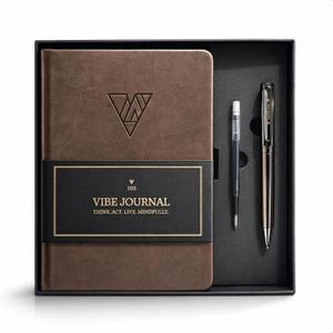 His Vibe Journal + Pen Gift Set | 13-Week Guided Mindfulness Journal for Men | Dynamic Daily Prompts, Practical Exercises, & Habit-Building Tools for Self-Mastery & Mindful Living | A5 Size | Premium Gift Box