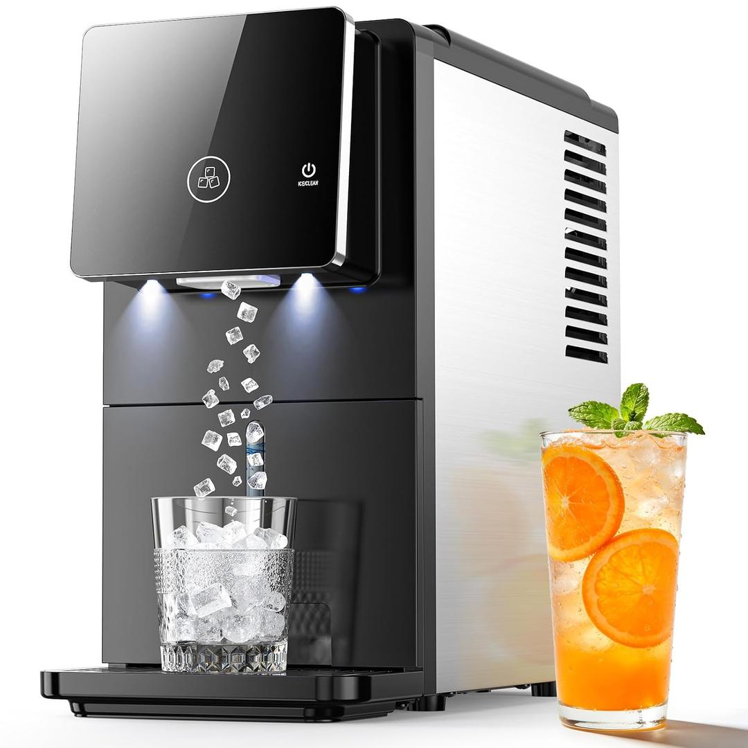 COWSAR Nugget Countertop Ice Maker, 33 lbs/Day Chewable Pellet Ice Machine with Self-Cleaning, Auto Lighting & Measured Dispensing, Portable Pebble Ice Maker for Home, Kitchen, Office, Black