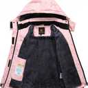 Keevoom Girl's Waterproof Ski Jacket Fleece Snow Coat Windproof Warm Winter Snowboarding Jacket with Removable Hood (Pink)