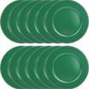 Set of 12 Green Charger Plates with Beaded. 13" Reusable Plastic Table Chargers for Dinner Plates
