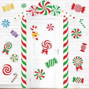 Funrous Door Banner Party Decor Porch Banner Door Sign Set Photo Booth Props Backdrops for Birthday Baby Shower Outdoor Indoor House Porch Decorations(Red,Christmas)