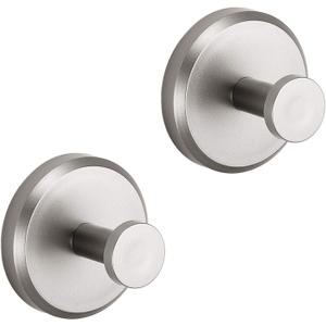 HOME SO Suction Cup Hooks for Shower, Bathroom, Kitchen, Glass Door, Mirror, Tile  Loofah, Towel, Coat, Bath Robe for Hanging up to 15 lbs  Polished Matte Chrome, Brushed Nickel (2-pack)