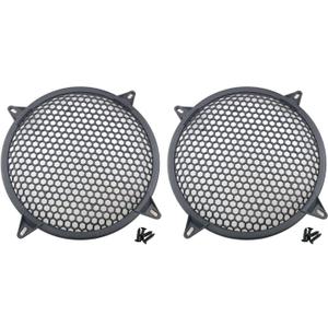 2pcs 12 Inch Speaker Grille Cover ABS Mesh with Mounting Screws Plastic Mesh Cover Stage Box Exterior Mesh Cover Plastic Legged Mesh Frame Sound Speakers for Home Audio Black