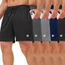 lomsoe 5 Pack Gym Shorts Men 5 Inch Quick Dry Mesh Shorts Men Lightweight Training Athletic Running Shorts with Pockets(Black,black,dark Gray,navy,light Gray,2XL)