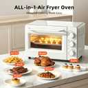 Novaspark Air Fryer Toaster Oven Combo, Retro Convection Oven Countertop,19QT Small Toaster Oven, 4-slices or 9" Pizza,Bake,Toast,Broil, Air Fry, Rapid Heating Mini Conventional Oven, Non-Stick, White