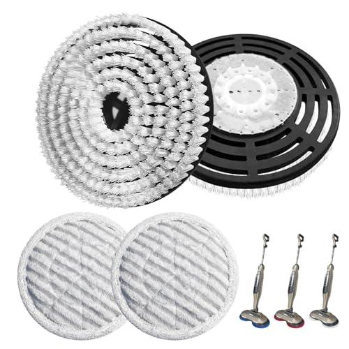 4 Pack S7001 Upgraded Steam Mop Replacement Brush Pads, Compatible with Shark S8201/S8001/S7201/S7000 Series Steam and Scrub Mop, Nylon Bristle for Polishing Hard Floors (2 White, 2 Gray)